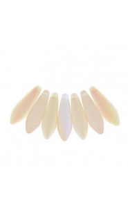 Czech Glass Daggers beads 5x16mm Crystal yellow rainbow matted 00030-98571